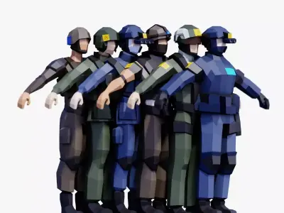 Special Forces Soldiers - Animated and Rigged Low-poly 3D model