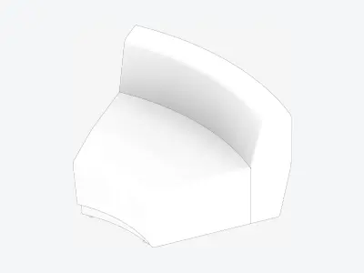 Seating - Contemporary - Blume - Closing - Back - Round - Right Low-poly 3D model