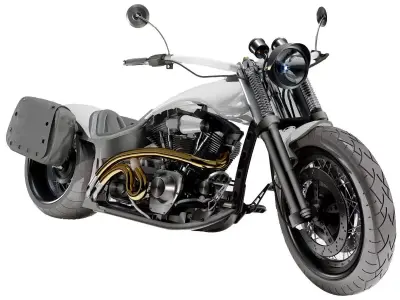 Custom Chopper Motorcycle Fin 03 Stylized Cruiser Bike 3D model
