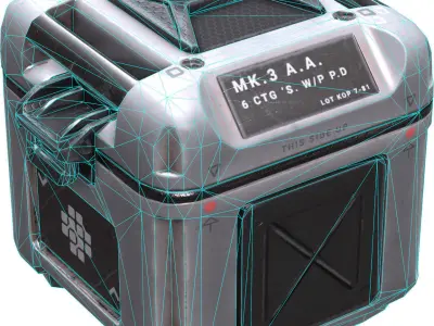 Sci Fi PBR Crate with Cover Game-ready Low-poly 3D model