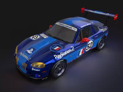 Sport Convertible in 2002 Race Livery with Spoof Logos Low-poly 3D model