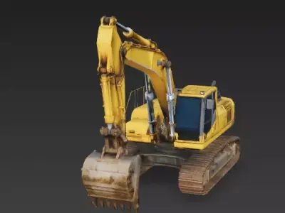 Heavy-Duty Yellow Crawler Excavator 3D Model Low-poly 3D model