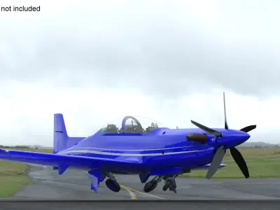 Training Aircraft Blue Rigged 3D model