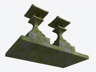 Stone Moss Temple Lantern 3D model