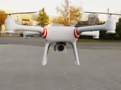 Drone with a camera Low-poly 3D model