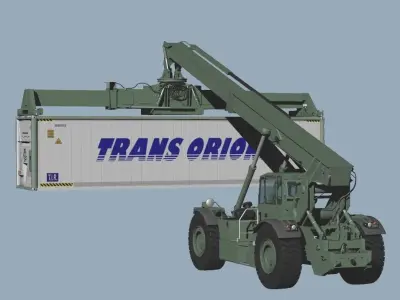 US MARINES Reach stacker RT-240 with 40ft and 20ft container 3D model