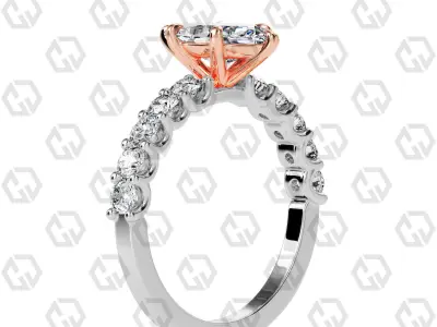Ring 95 Marquise Shape prong set round on shank with Gems 3D print model