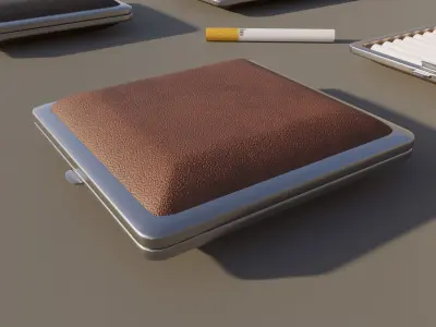 Cigarette Case Leather Closed and Open With 2 Color 3D model