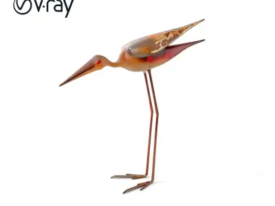 Vintage Metal Bird Sculpture Model Pack Low-poly 3D model