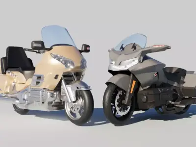 Honda Goldwing Motorcycle Pack modernretro 3D model