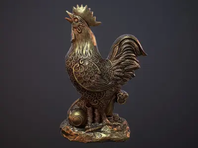 Decorative Rooster Statue Low-poly 3D model