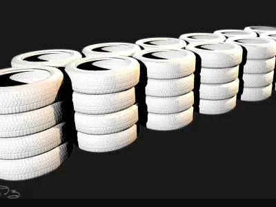 Low Poly PBR Tyre Pack Low-poly 3D model