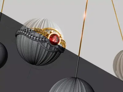 Luxury Intertwined Gold Ring  Jewelry Visualization 3D Model 3D model