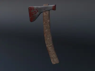 Blood covered wooden axe Low-poly 3D model