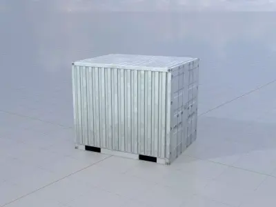 Shipping Container light gray 10ft Low-poly 3D model