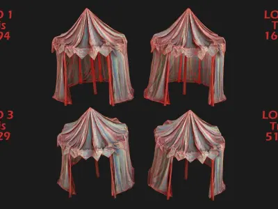 Medieval Circus Tent Market Stall  Low-poly 3D model purchase