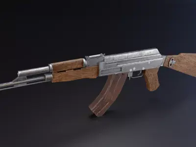 Ak47 Low Poly Model rifle Low-poly 3D model