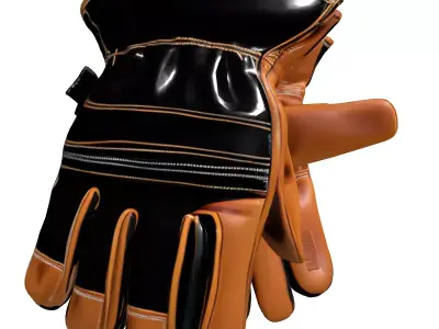 Realistic Leather Work Gloves PBR Low-poly 3D model