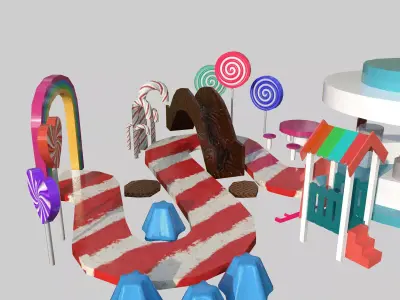 Candy Stall Low-poly 3D model