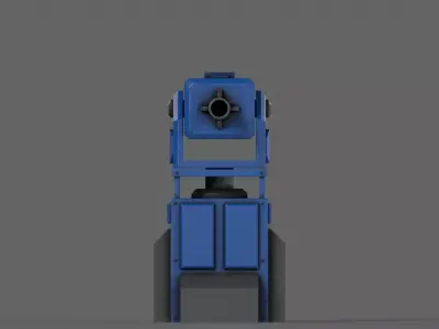 PBR Turret Gun 01 Blue Low-poly 3D model