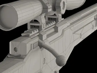 Army rifle with optical sight Low-poly 3D model