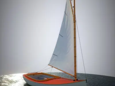 Cat Sailboat Low-poly 3D model