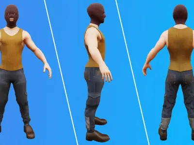 3D Male Terrorist Pack - Game-Ready for AR VR Low-poly 3D model