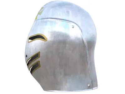 Low Poly Medieval Knight Crusader Helmet PBR 3D Model Low-poly 3D model