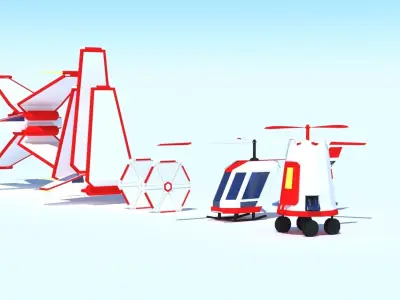 collection air spaceships Stylized Low-poly  Low-poly 3D model