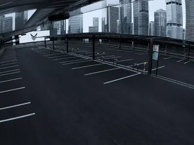 Realistic Rooftop Parking 3D Environment 3D model