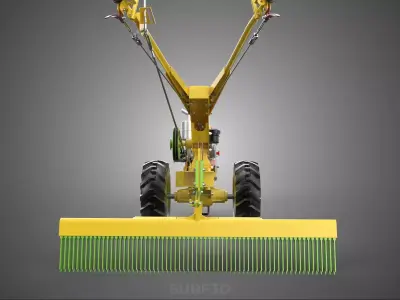 RAKE LEVELLER LEVELLING WALK BEHIND TRACTOR TWO WHEEL DIESEL GAS 3D model