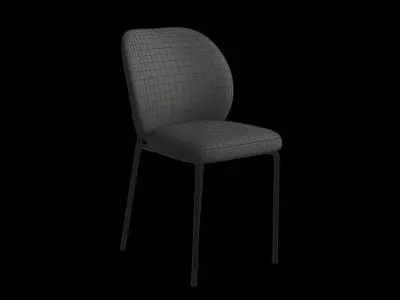Simple Black Fabric Black Metal Chair Low-poly 3D model