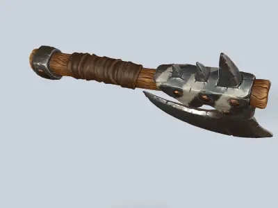 Stylized orc barbarian battle axe Low-poly 3D model