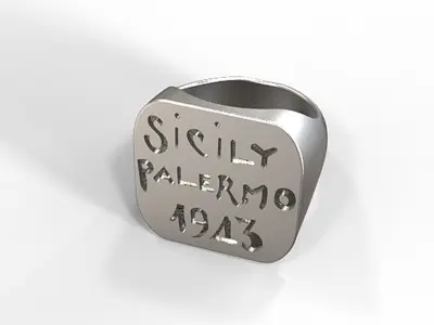 replica of a us wwii Sicily campaign souvenir ring 3D print model