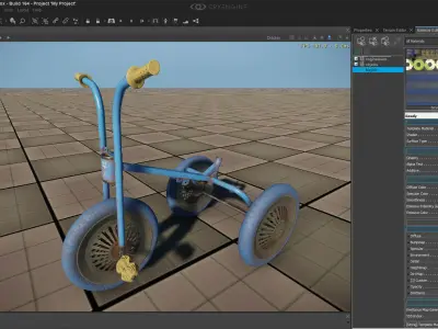 Broken Soviet children bicycle Low-poly 3D model