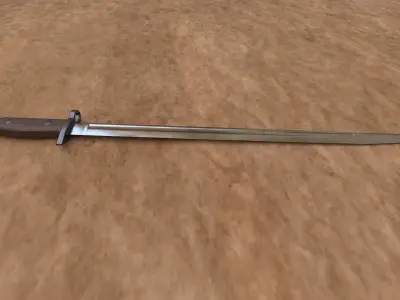 WWII Style Rifle Bayonet Military K-Bar Knife Low-poly 3D model