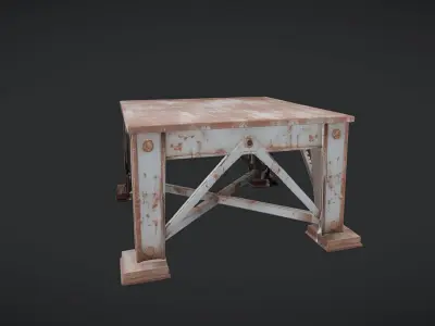 rusty industrial square table 3D model