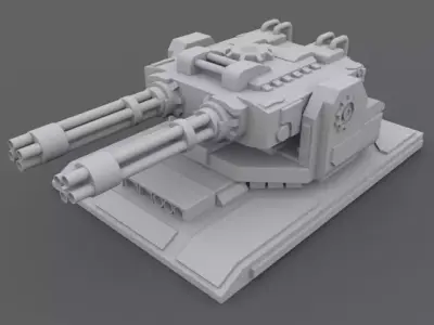 GatlingTurret lego tank Low-poly 3D model