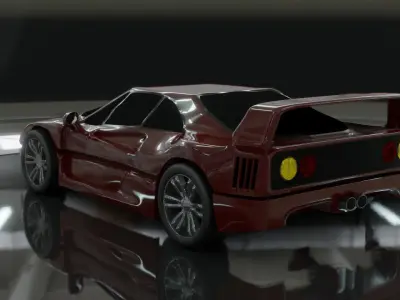 Ferrari f40 1987  Free low-poly 3D model