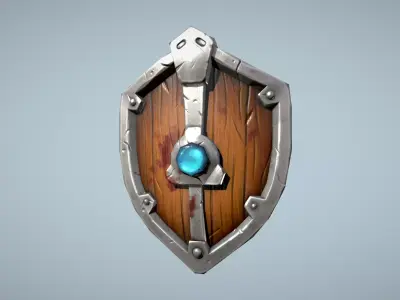 Shield handpaint Low-poly 3D model