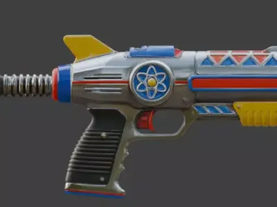 Retro Galactic Atompunk Ray Blaster 3D Model Low-poly 3D model