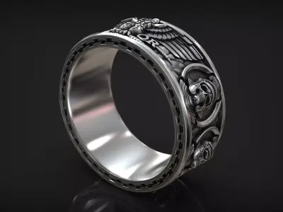 Skull Centurion Helmet SPQR Roman Legion Ring 3D print model