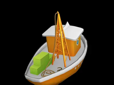 cargo boat Low-poly 3D model