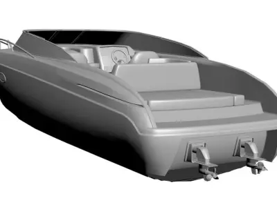 White and blue exlusive yacht 3D model