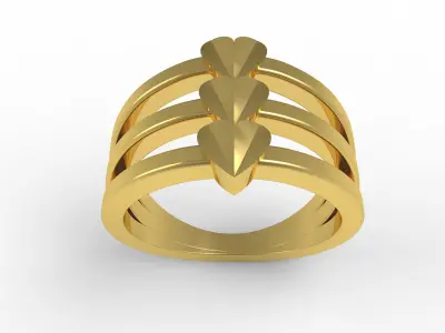 Antique Three Heart Triple Shank Engagement Ring 3D print model