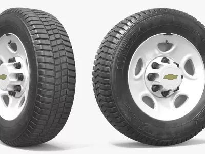 Chevrolet Steel Wheel Rim with All Terrain Tire 3D model