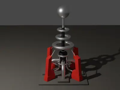 Tesla coil turret Low-poly 3D model