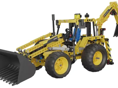 Lego Backhoe Loader Low-poly 3D model