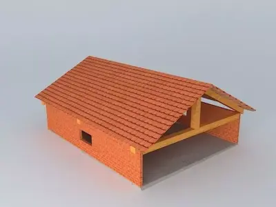 Stable brick house with roof Free 3D model