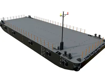 Truckable Push Boat and  PONTOON  Low-poly 3D model